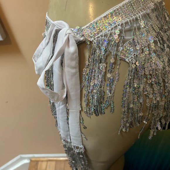 Silver Sequin Fringe Skirt - Picture 4 of 4